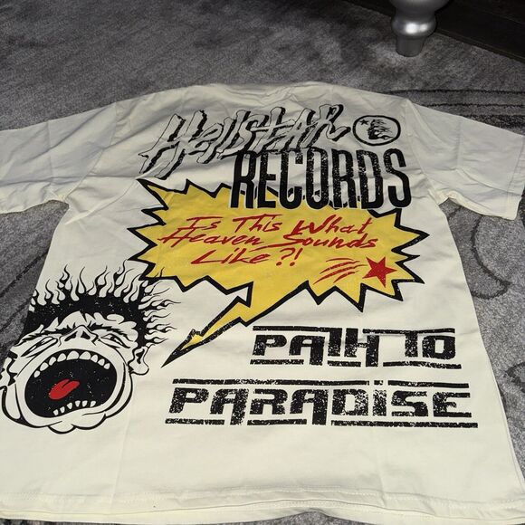 Hellstar Studios Records New Short Sleeve T-Shirt Cream Small Path To Paradise - Picture 2 of 6